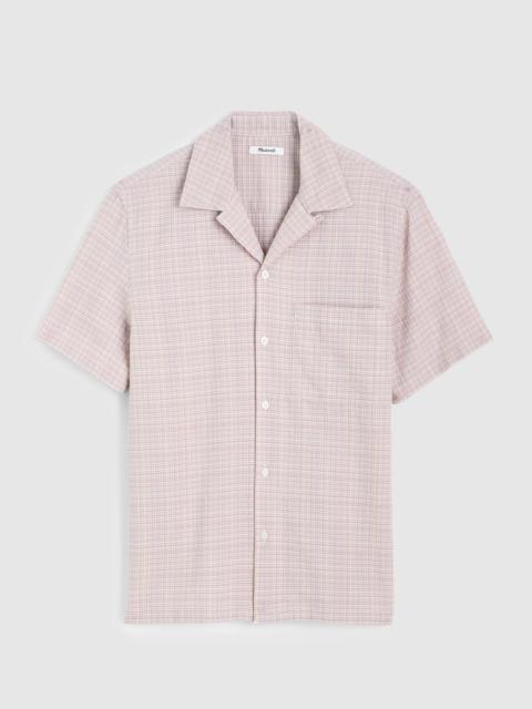 Short-Sleeve Camp Shirt in Crinkled Cotton Blend