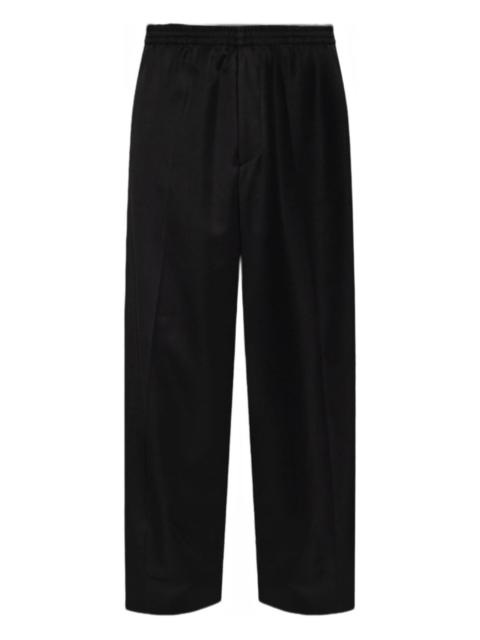 elasticated-waistband wool trousers