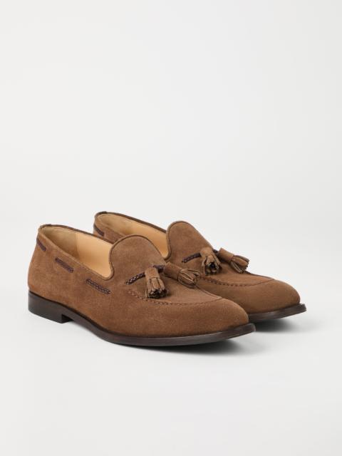 Suede loafers with tassels