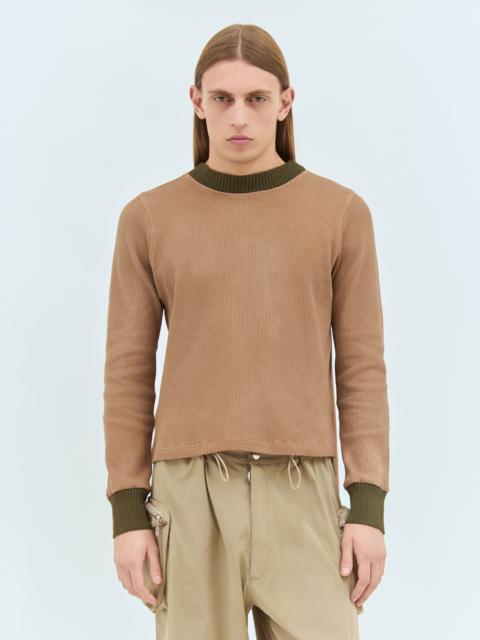 Panelled Waffle Top With Scarf