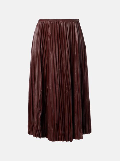 Rosalyn plissé faux leather midi skirt