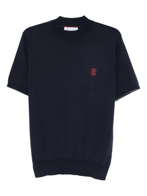 embroidered-logo knitted T-shirt