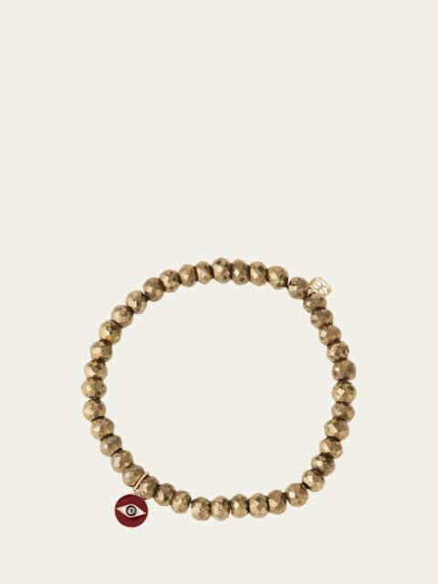 14k Black Diamond Enamel Evil Eye Pyrite Bracelet