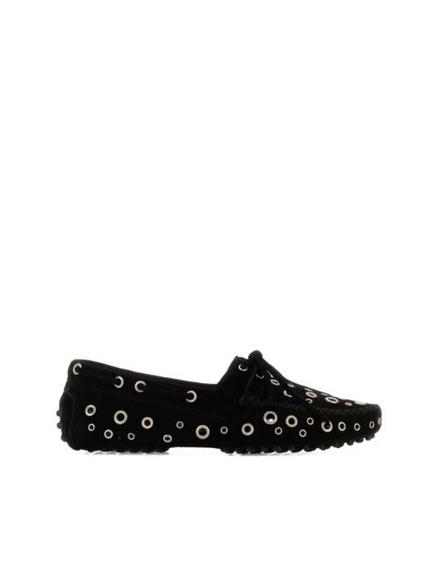 eyelet-embellished car loafers