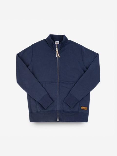 14OZ ULTRA HEAVYWEIGHT LOOPWHEEL COTTON ZIP UP SWEATER - NAVY