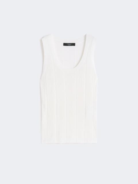 Viscose yarn sleeveless jumper - WHITE