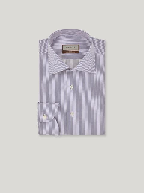 WHITE AND BLUE STRIPED 140/2 COTTON REGULAR-FIT FORMAL SHIRT