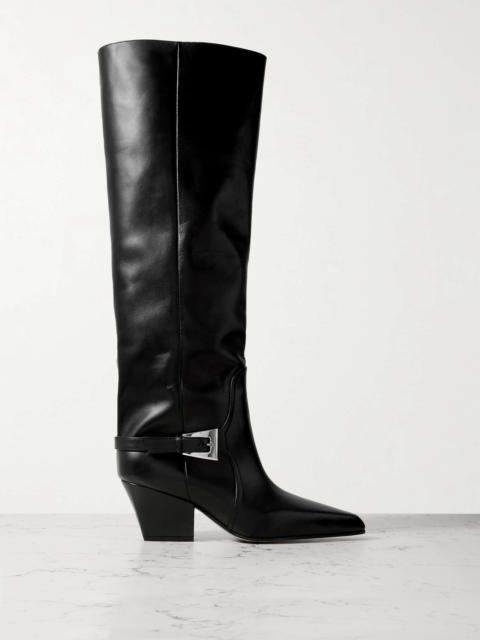 Jane buckled leather knee boots Black