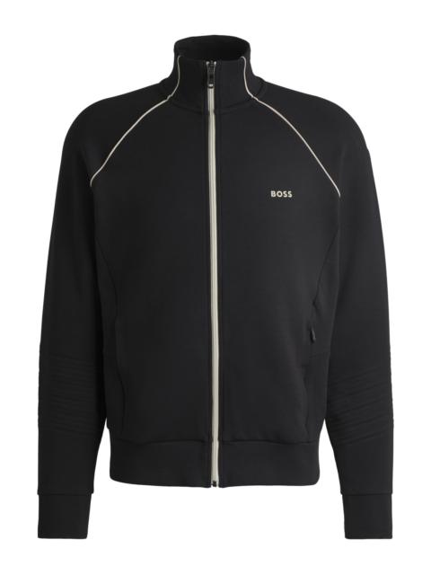STRETCH-COTTON ZIP-UP SWEATSHIRT WITH PIPING AND BRANDING