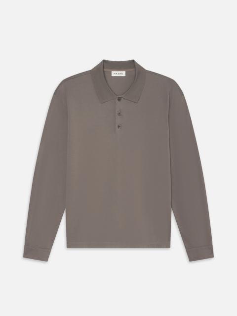 Light Pique Long Sleeve Polo in Smoky Mocha