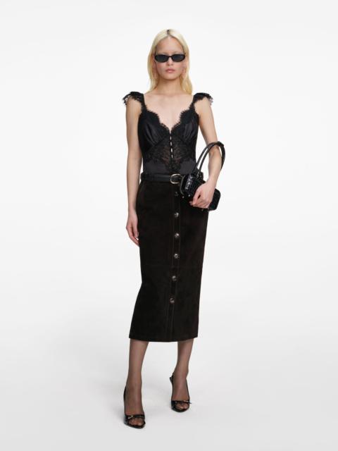 Black Satin Lace Top