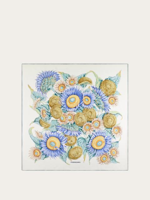 Sunflower print silk scarf