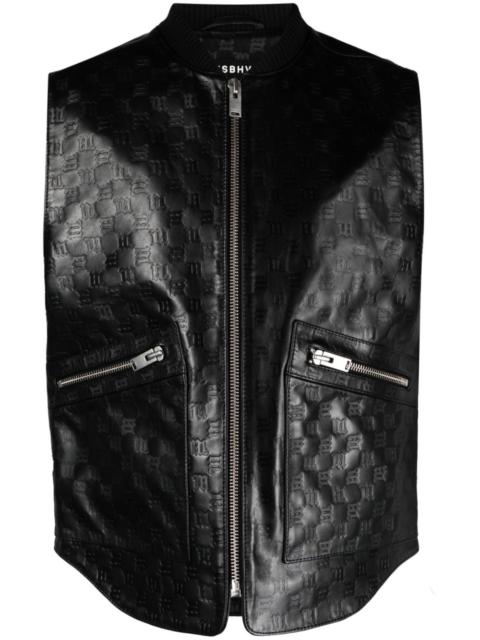 monogram-embossed leather vest