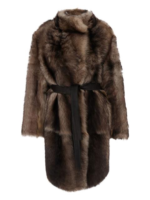 belted shearling coat