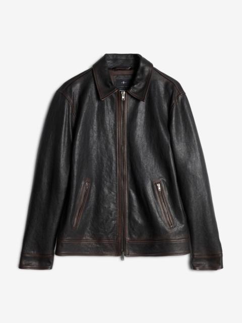 Leather Harrington Jacket in Vintage Leather