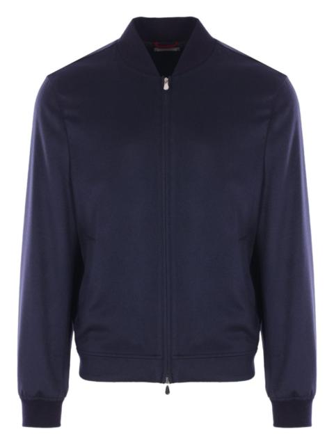 zip-fastening bomber jacket