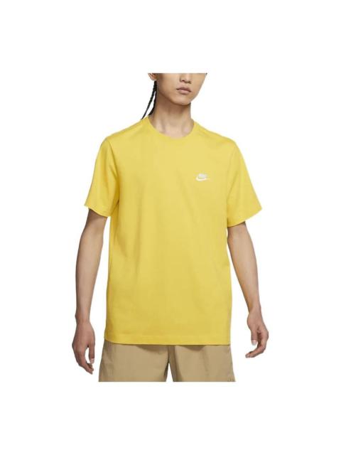 Nike Solid Color Embroidered Small Round Neck Short Sleeve Yellow AR4999-709