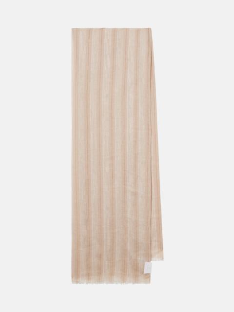 Striped linen-blend scarf