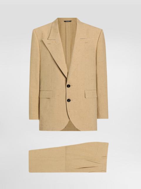 Single-breasted suit in tweed linen