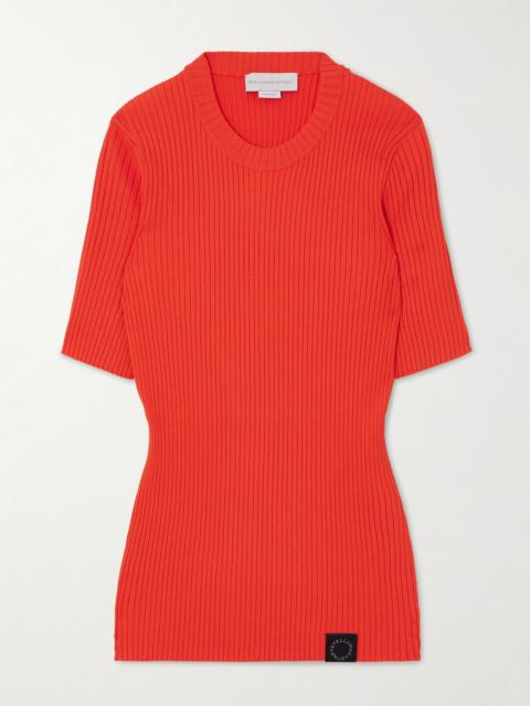 Ribbed-knit T-shirt Red