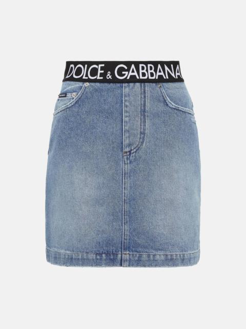 Logo denim miniskirt