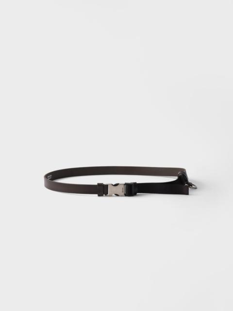 Leather and woven nylon tape belt
