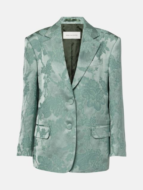 Linen-blend jacquard blazer