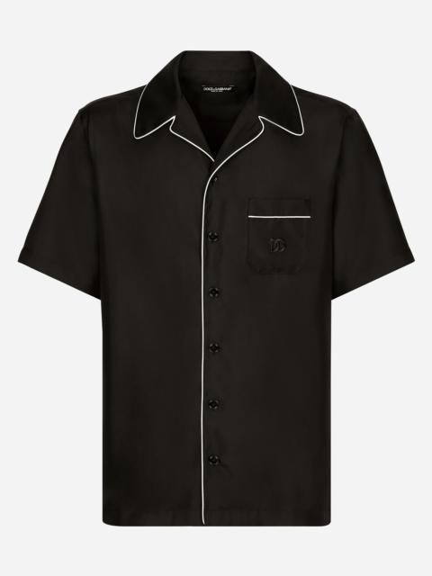Silk twill shirt with DG embroidery