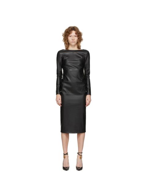 Black Vegan Open Back Zip Dress