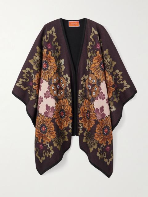 Printed wool cape Burgundy