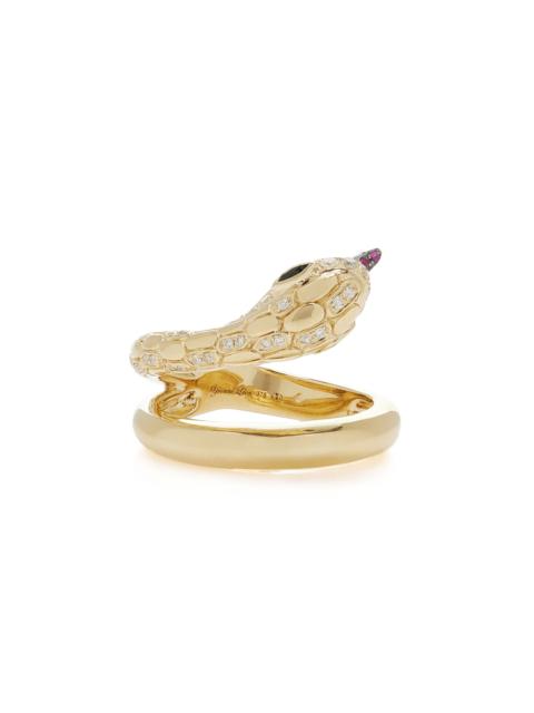 Python 9K Yellow Gold Diamond, Spinel Ring gold