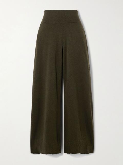 Wool wide-leg pants Army green