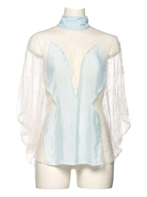 lace bow-neck blouse