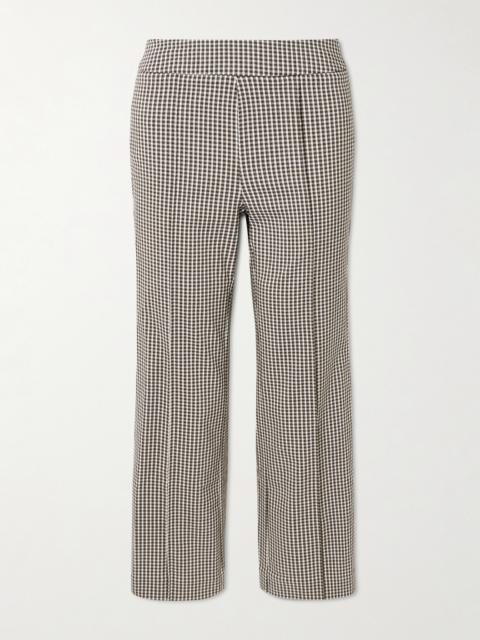 Knack Cropped Gingham Stretch-cady Flared Pants