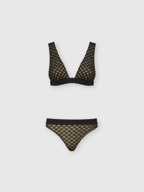 Bralette bikini in lamé viscose with raschel workmanship