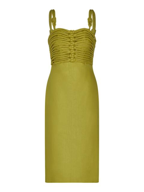 Reflejame Embellished Linen Midi Dress lime green