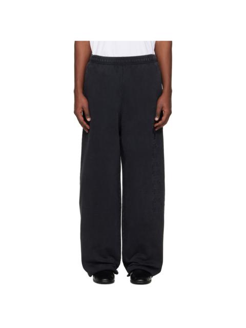 Black Embroidered Biker Cross Stripe Sweatpants