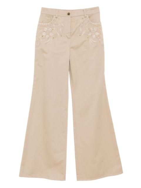 embroidered gabardine pants