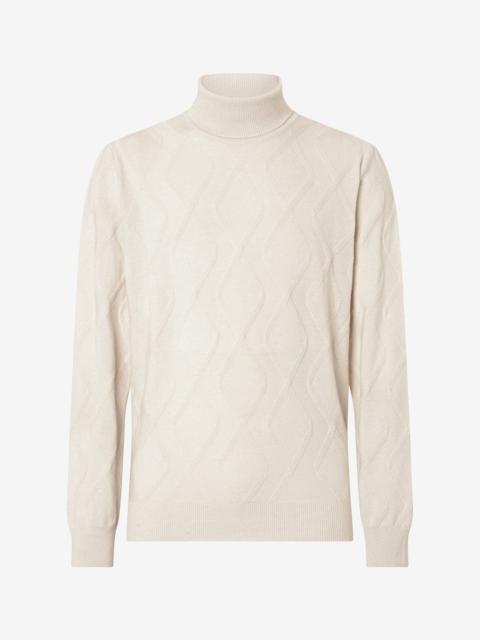 White wool and cashmere mock turtleneck