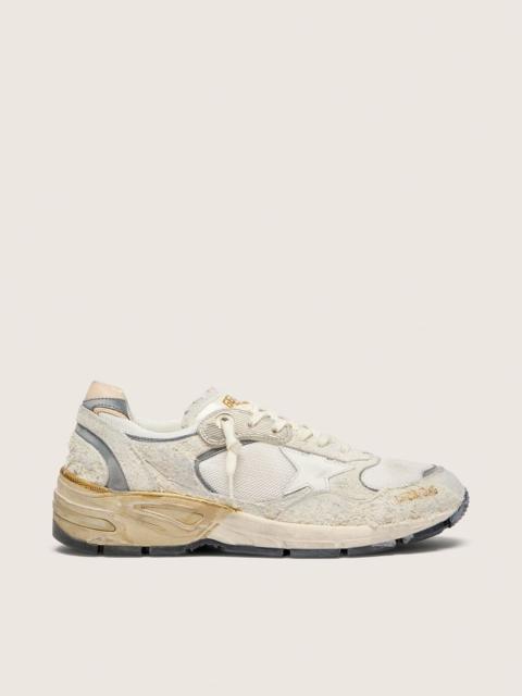 Women's Dad-Star in suede and mesh with white leather star and beige leather heel tab