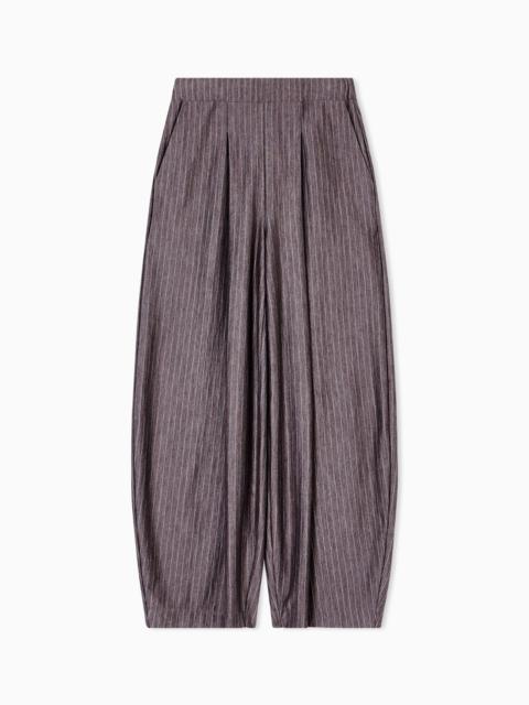 WIDE TROUSERS IN PINSTRIPED CASHMERE JERSEY AND SILK