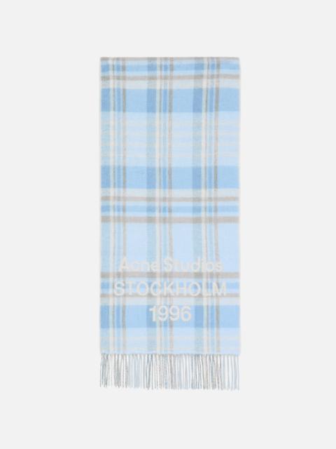 Check logo scarf - Wide - Aqua blue/beige