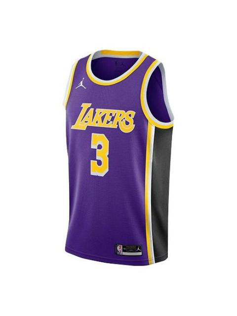 Air Jordan NBA SW Fan Edition 2020-21 Season Los Angeles Lakers Anthony Davis No. 3 Purple Gold Colo