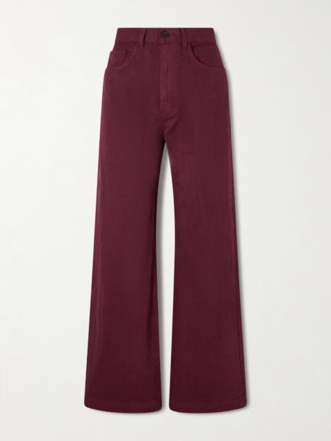Herringbone Cotton Wide-leg Pants