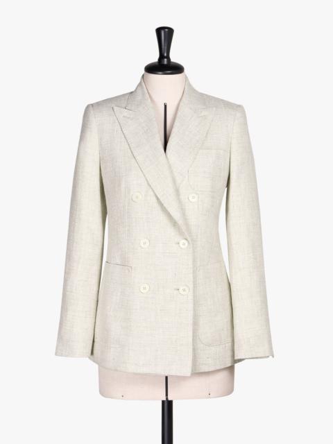 TARGA Double-breasted blazer in wool, linen and silk frisé
