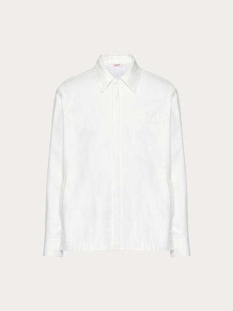 STRETCH COTTON CANVAS JACKET WITH RUBBERIZED V DETAIL