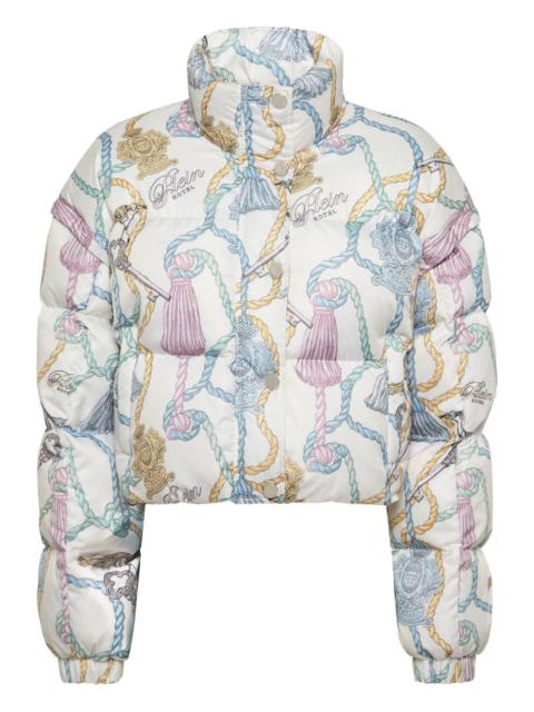 tassel-key print puffer jacket