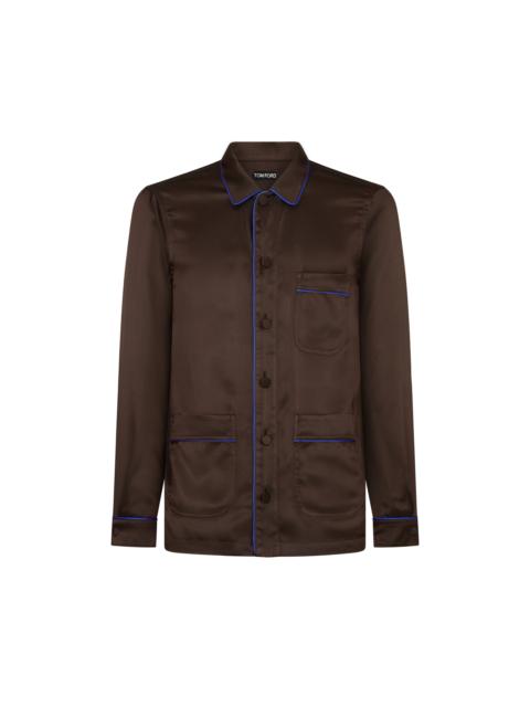 JACQUARD MICRO DOT PAJAMA PIPING SHIRT