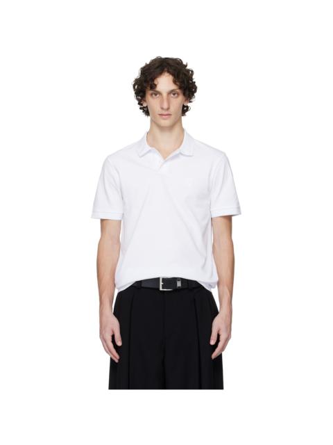 White Slim-Fit Stretch-Cotton Logo Patch Polo