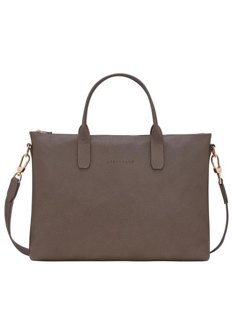 Le Foulonné S Briefcase Taupe - Leather